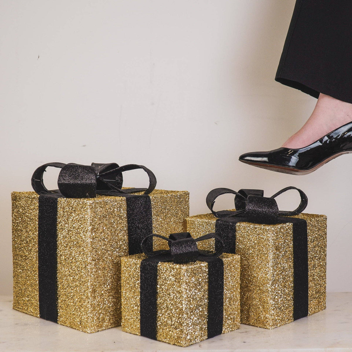 Led Julklapp - Guld/Svart