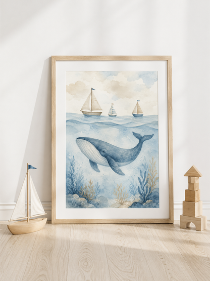 Friendly Whale - Framed Poster